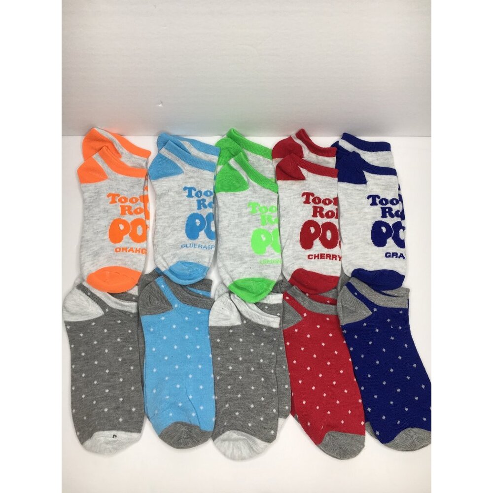 Pickle & Dot Womens Tootsie Roll Pop Assorted Candy No Show Socks 10-Pair Pack